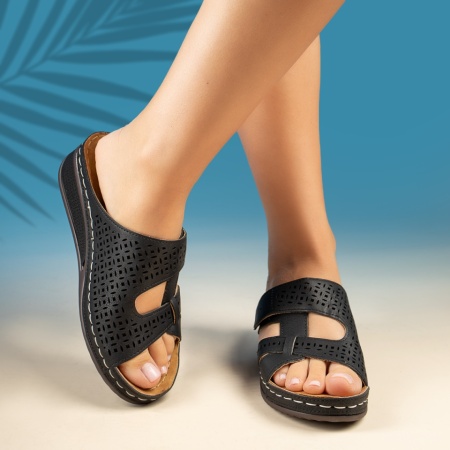 Papuci casual dama cu platforma negri MOD13819, 3, modlet.ro