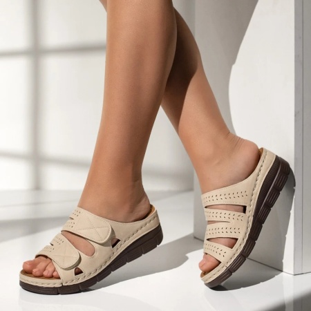 Papuci casual dama cu platforma si scai bej LIA26, 3, modlet.ro