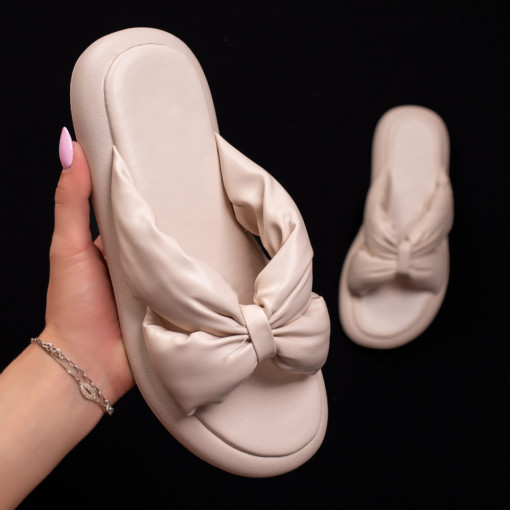 Papuci casual dama cu talpa groasa bej MOD04037