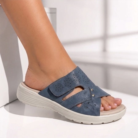 Papuci casual dama cu talpa joasa albastri EVA72, 3, modlet.ro