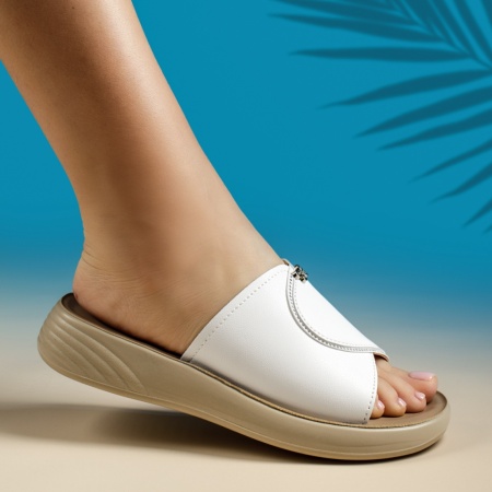 Papuci casual dama cu talpa joasa albi MIA12, 3, modlet.ro