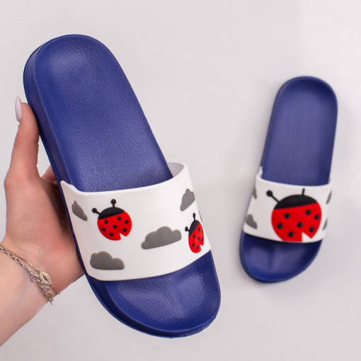 Papuci dama albastri inchis cu model "Gargarite" MDL04962