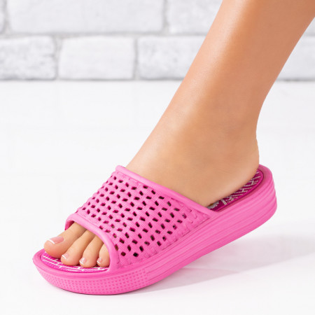 Papuci si slapi dama, Papuci dama cu talpa groasa roz MOD04952, modlet.ro