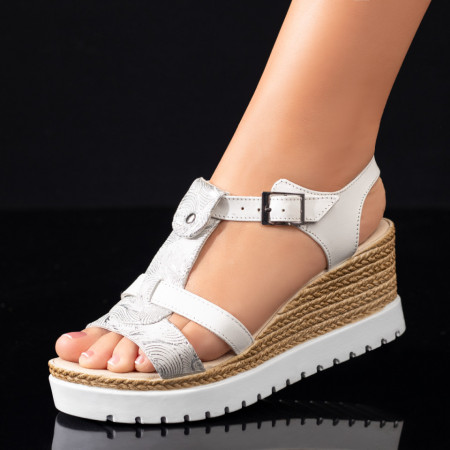 REDUCERI INCALTAMINTE, Sandale dama cu platforma albe din Piele naturala MOD08906, modlet.ro