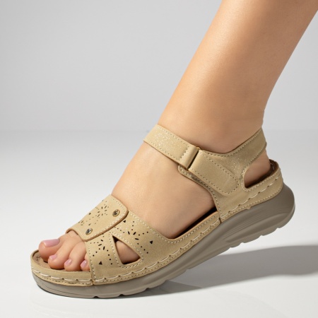 Sandale dama cu platforma aurii glitter EMA26, 3, modlet.ro
