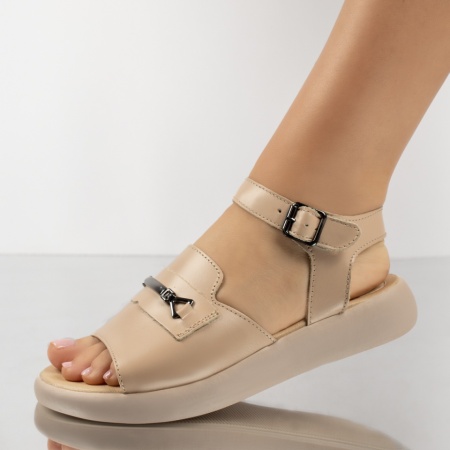 Sandale dama cu platforma bej din Piele naturala MOD13745, 1, modlet.ro