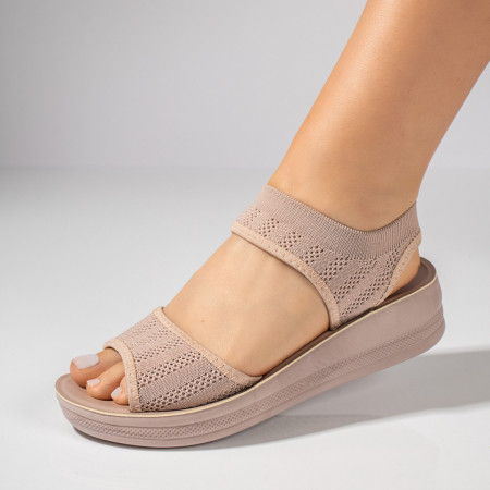 Sandale cu platforma, Sandale dama cu platforma din material textil roz ZEF11521 - zeforia.ro