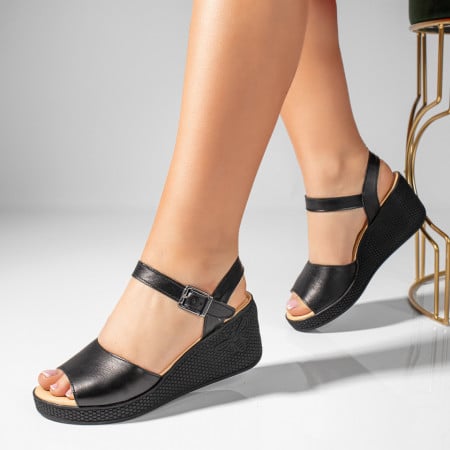 Sandale dama cu platforma negre din Piele naturala ZEF11419, 2, zeforia.ro