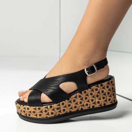 Sandale dama cu platforma negre EVA28, 3, modlet.ro