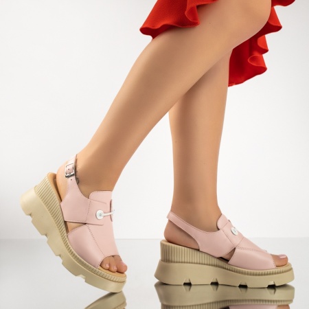 Sandale dama cu platforma roz din Piele naturala ZEF08901, 3, zeforia.ro