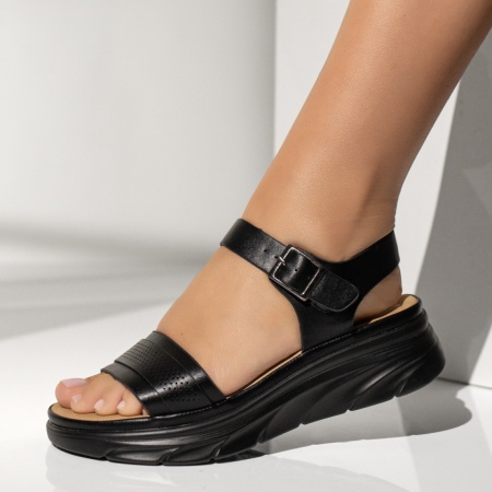 Sandale dama, Sandale dama cu platforma si bareta negre MOD13846, modlet.ro