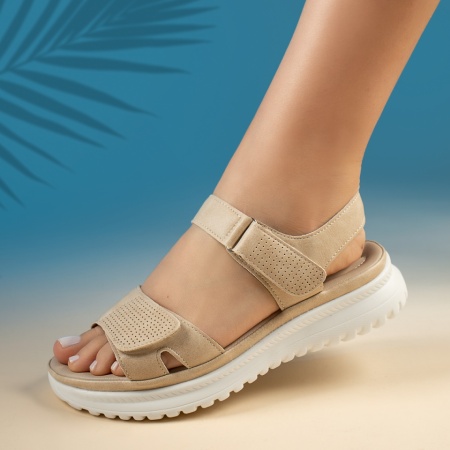 Sandale dama cu platforma si scai bej ZEF13586