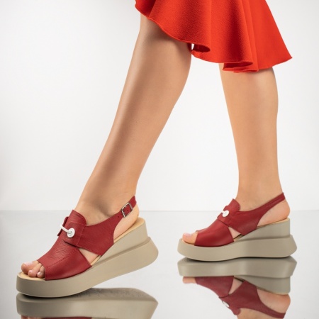 Sandale dama cu platforma visinii din Piele naturala ZEF08901