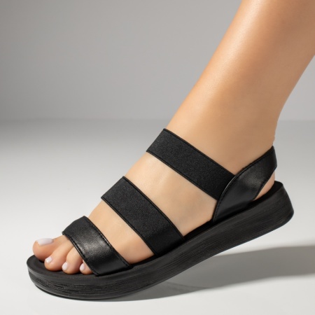 Sandale dama cu talpa joasa si barete elastice negre ZEF11447, 2, zeforia.ro