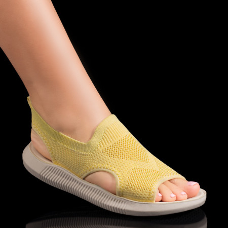 Sandale dama galbene din material elastic ZEF09322