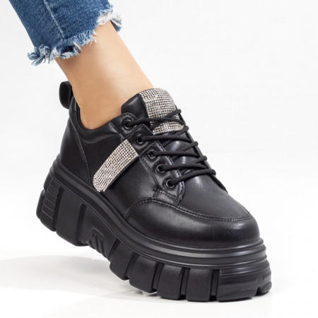 Sneakers dama cu talpa groasa negri MOD08015