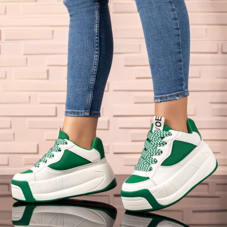 Sneakers dama verzi cu talpa groasa ZEF10067, 3, zeforia.ro