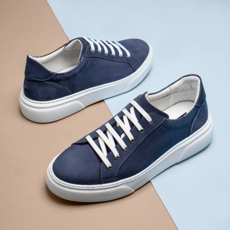 Tenisi barbati cu talpa groasa albstru suede din Piele naturala MOD10577, 4, modlet.ro