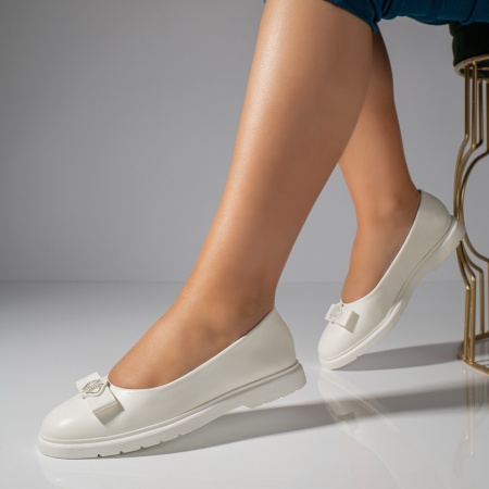 Balerini si Mocasini Dama, Balerini dama cu fundita si strasuri albi MOD11660, modlet.ro