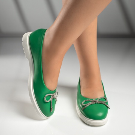 Balerini si Mocasini Dama, Balerini dama cu fundita verzi MOD11658, modlet.ro