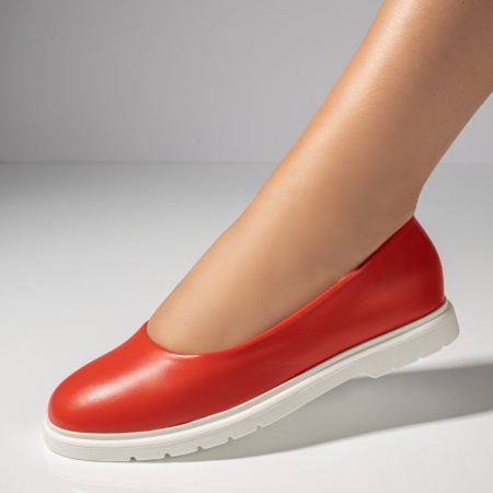 Balerini si Mocasini Dama, Balerini dama cu talpa joasa portocalii MOD11656, modlet.ro