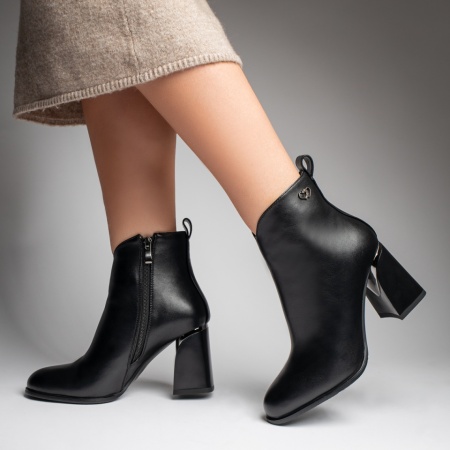 Botine dama cu toc gros negre MOD12389, 2, modlet.ro