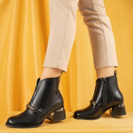 Botine dama cu toc gros negre MOD14139, 3, modlet.ro