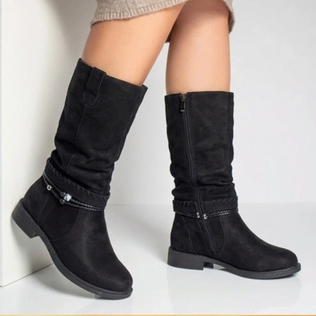 Cizme dama cu fermoar negru suede din Piele naturala FLORINA12, 2, modlet.ro