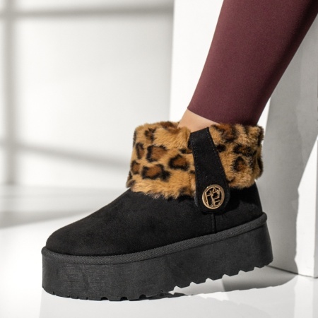 Cizme dama cu talpa groasa negru suede MOD14115, 2, modlet.ro
