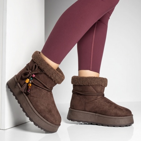 Cizme dama cu talpa groasa tip oog maro suede LILI47, 3, modlet.ro