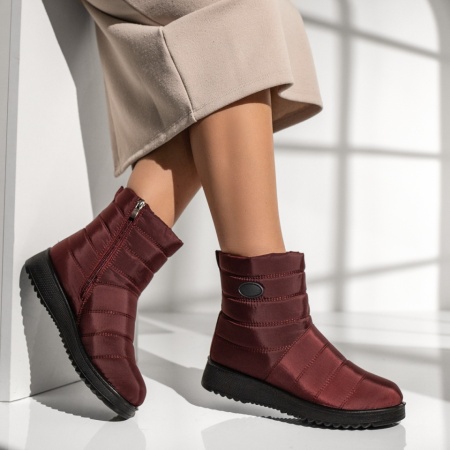 Cizme dama din fas si fermoar rosii MOD06377, 4, modlet.ro