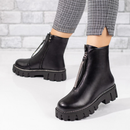 Cizme dama negre cu fermoar si talpa groasa MOD06922, 3, modlet.ro