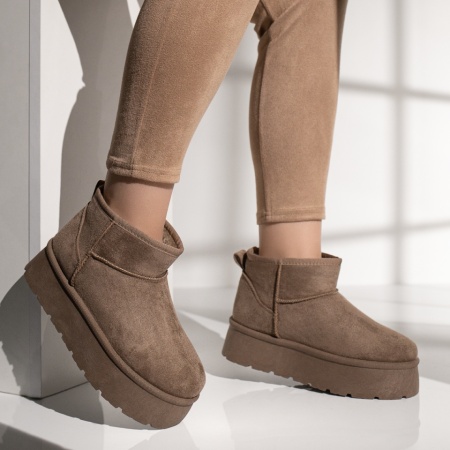 Cizme dama scurt tip UG khaki suede ZEF12746, 4, zeforia.ro