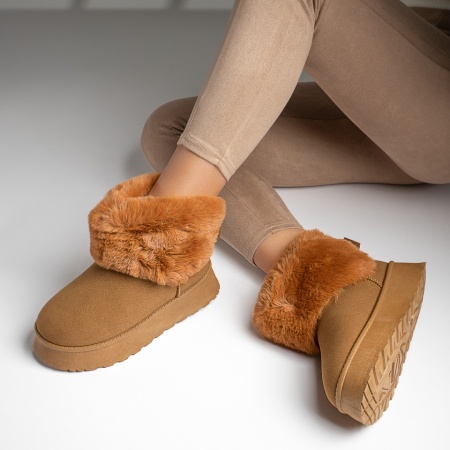 Cizme dama scurte tip oog maro suede MOD12593, 3, modlet.ro