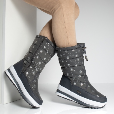 Cizme gri de zapada din fas dama cu fermoar MOD06677, 3, modlet.ro
