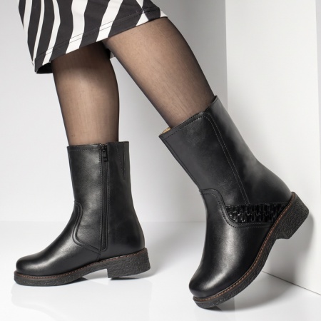 Cizme scurte dama negre din Piele naturala GETA8, 2, modlet.ro