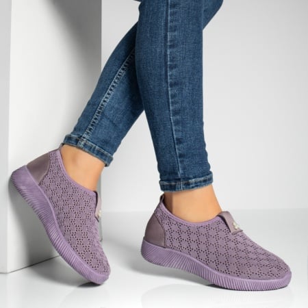 Espadrile dama cu perforatii din material textil mov ZEF13060, 3, zeforia.ro