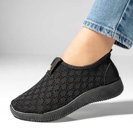 Espadrile dama cu perforatii din material textil negre ZEF13060, 2, zeforia.ro