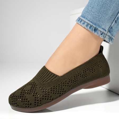 Pantofi dama, Espadrile dama cu perforatii si talpa joasa verzi MOD13063, modlet.ro