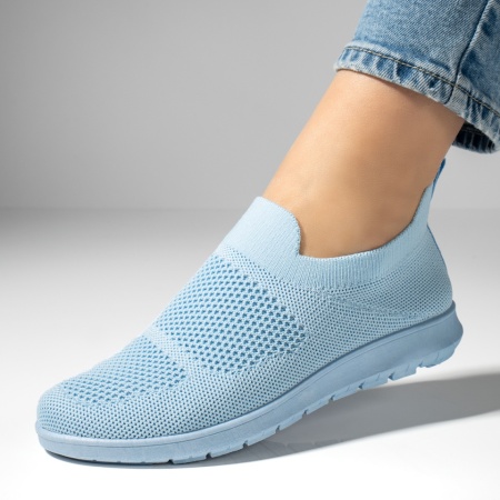 Incaltaminte dama, Espadrile dama cu talpa joasa din material textil albastre MOD13066, modlet.ro