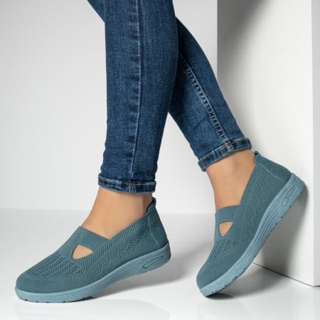 Espadrile sport dama, Espadrile dama cu talpa joasa din material textil albastre ZEF13062, zeforia.ro