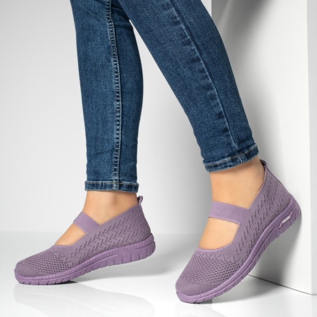 Incaltaminte dama, Espadrile dama cu talpa joasa si bareta mov MOD13059, modlet.ro