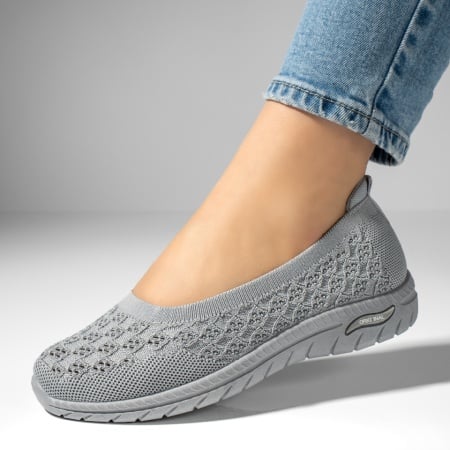 Espadrile sport dama, Espadrile dama din material textil cu perforatii gri ZEF13058, zeforia.ro