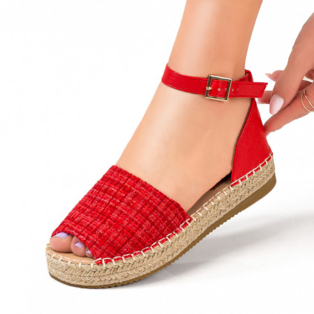 Espadrile rosii dama cu talpa groasa MDL04605