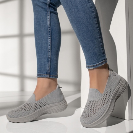 Espadrile sport dama cu perforatii gri EMA14, 2, modlet.ro