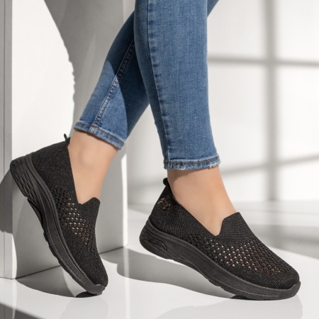 Espadrile sport dama cu perforatii negre EMA14, 4, modlet.ro
