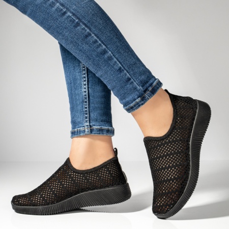 Incaltaminte dama, Espadrile sport dama cu perforatii negre MOD13061, modlet.ro