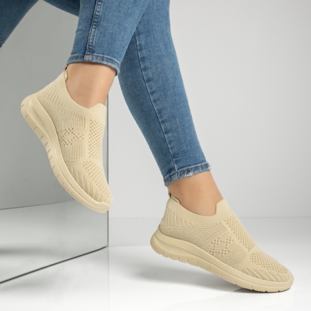Espadrile sport dama cu talpa groasa bej MOD13238, 3, modlet.ro