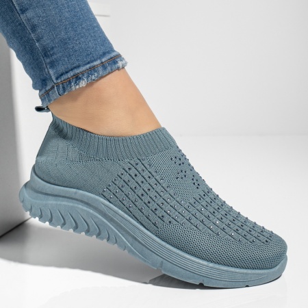 Espadrile sport dama cu talpa groasa si strasuri albastre MOD13177, 3, modlet.ro