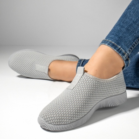 Incaltaminte dama, Espadrile sport dama din material textil gri MOD13057, modlet.ro